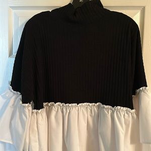 Fun Black & White Ruffle Top
